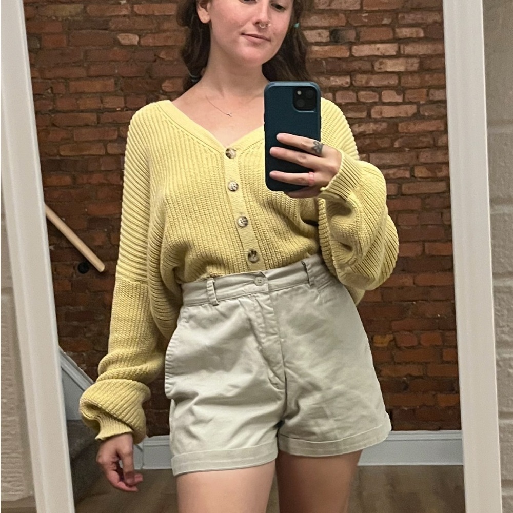 Women's Butter Yellow Button-Up Cardigan Sweater